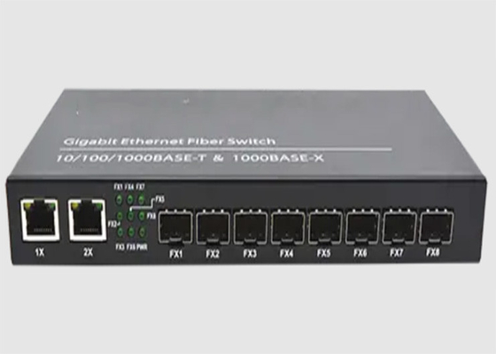 2 portos do interruptor 8 1000FX SFP dos ethernet da fibra da porta ethernet 10/100/1000TX