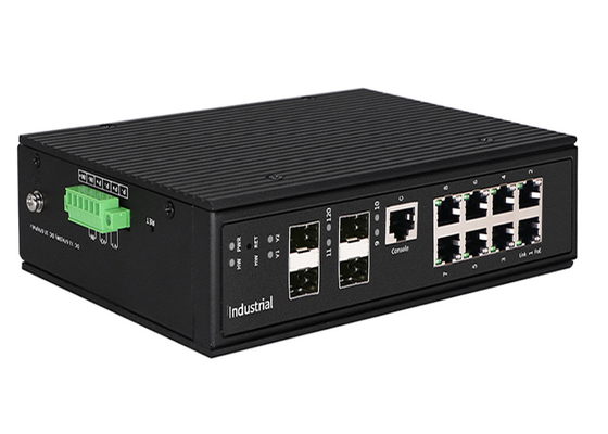 Portas ethernet industriais controladas do ponto de entrada do interruptor 8GE do ponto de entrada + 4 portos de GIGA SFP