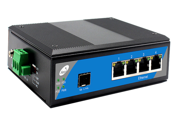 Interruptor industrial Unmanaged do ponto de entrada da fibra do gigabit com o 1 entalhe de SFP e as 4 portas ethernet