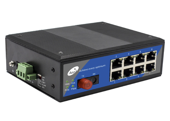 10/100/1000Mbps POE Fiber Switch 0-100km com 1 Fiber Port e 8 POE Ethernet Ports