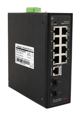 L2 Gerenciado Industrial BT PoE SFP Switch 10 Port Full Gigabit Dual DC Power Input Din Rail