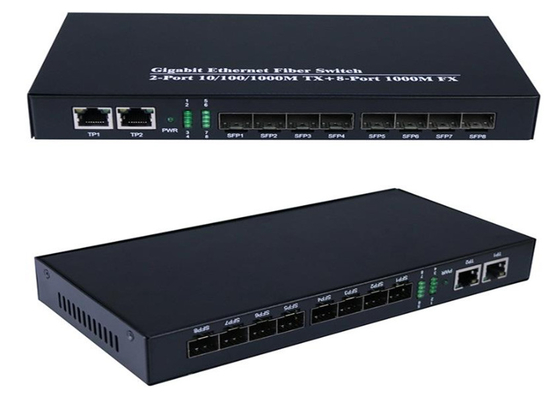 Gigabit Ethernet Fiber Switch 1.25Gbps 8 portas de fibra SFP e 2 portas RJ45