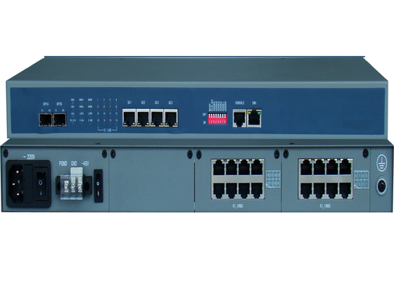 Conversor de Fibra de Mídia E1 com 4/8/16 portas E1 e 4 portas Ethernet e 2 portas SFP