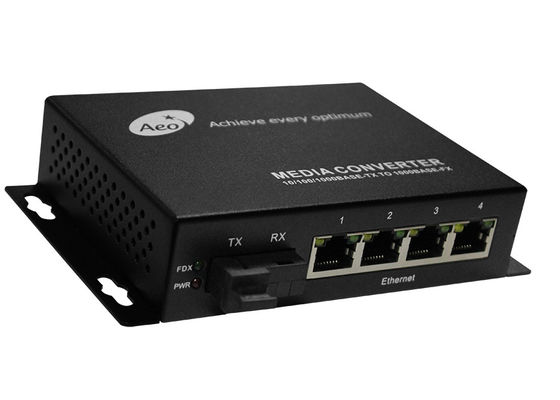 Conversor de mídia Ethernet POE de 4 portas com 1 SC e 4 portas POE