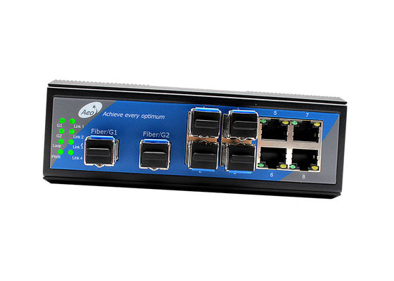 Gigabit industrial SFP do interruptor 2 de SFP do trilho de guia e 4 ethernet 10/100Mbps e 4 portos de 10/100Mbps SFP