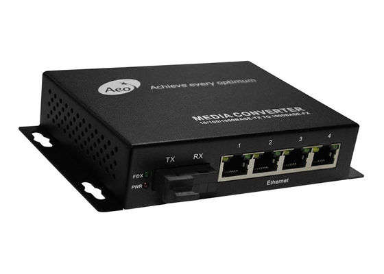 Fibra IP30 aos ethernet do conversor 4 dos meios dos ethernet com 1 porto da fibra