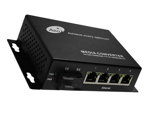 1 fibra do modo do porto 10/100M Media Converter Single do ponto de entrada da fibra 4 única