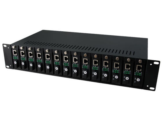 AC100V - chassi do conversor dos meios da montagem em rack 260V, chassi do conversor dos meios da fibra ótica dos entalhes 2U 14