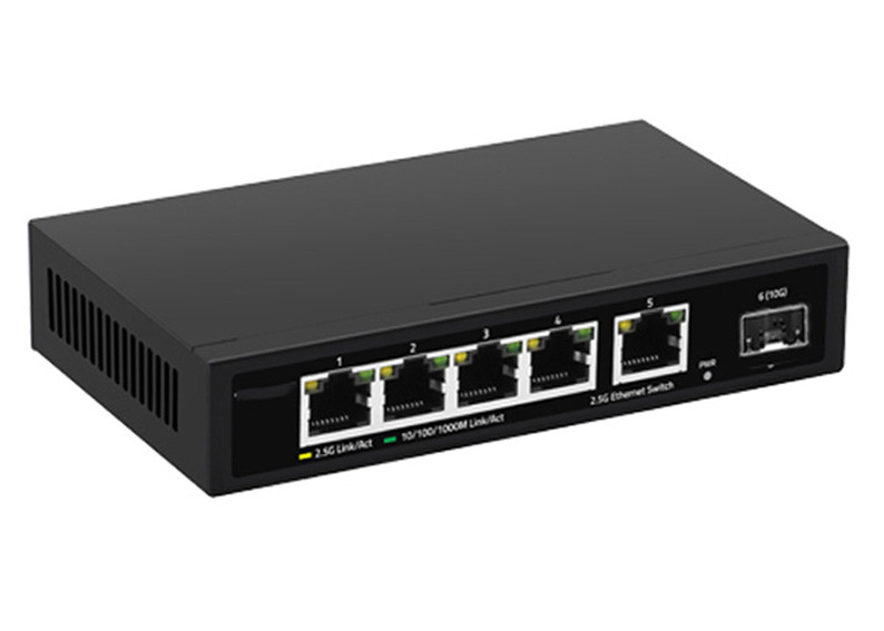 Interruptor de G do porto 2,5 do interruptor 5 da fibra dos ethernet de DC12V com o Uplink de 10G SFP+