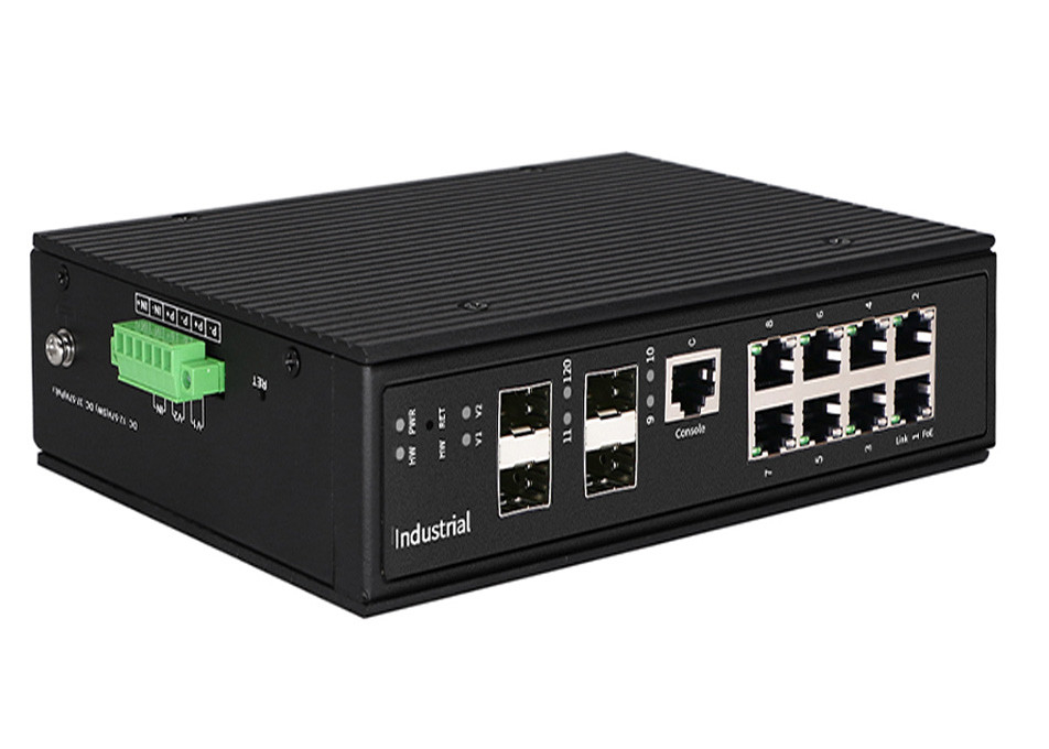 Portas ethernet industriais controladas do ponto de entrada do interruptor 8GE do ponto de entrada + 4 portos de GIGA SFP