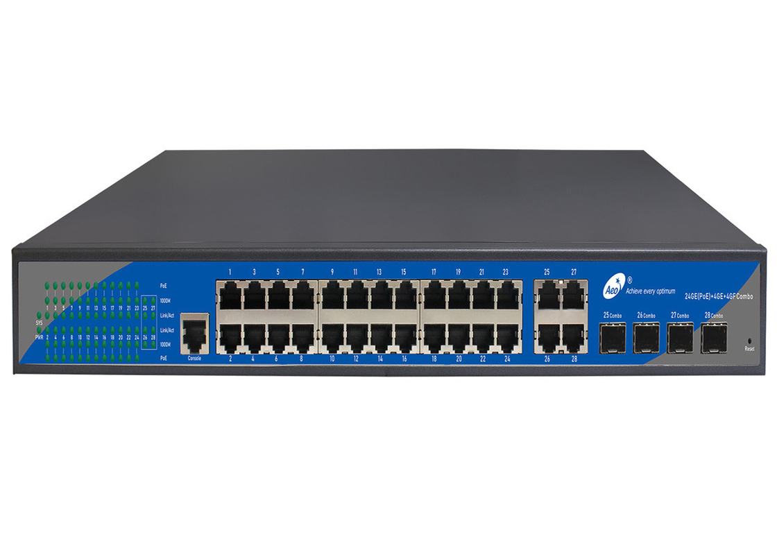 A camada 2+ controlou o interruptor de Gigabit Ethernet com os entalhes de 4G SFP e os portos de 24GE RJ45