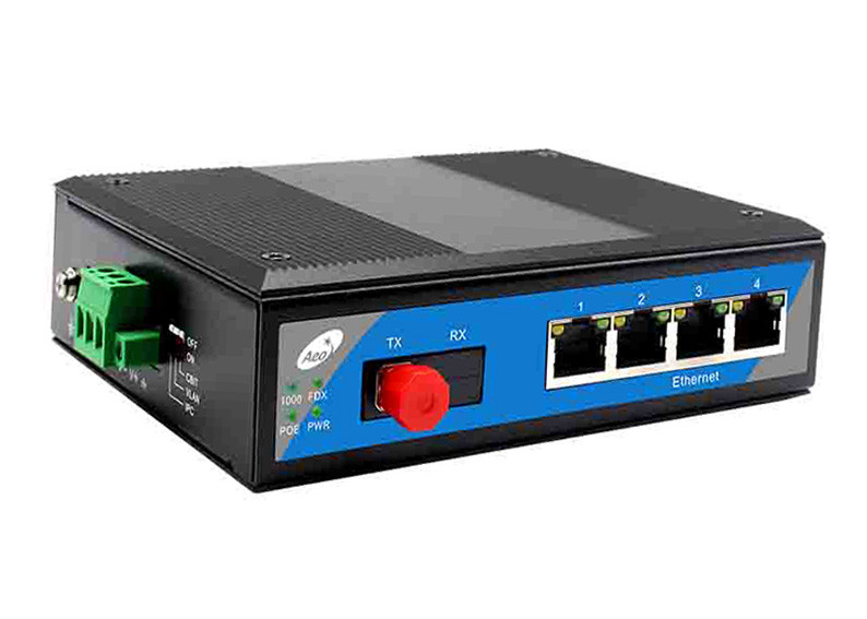 Distância de transmissão de 100 km POE Switch com Full Gigabit 1 Fiber e 4 portas Ethernet POE