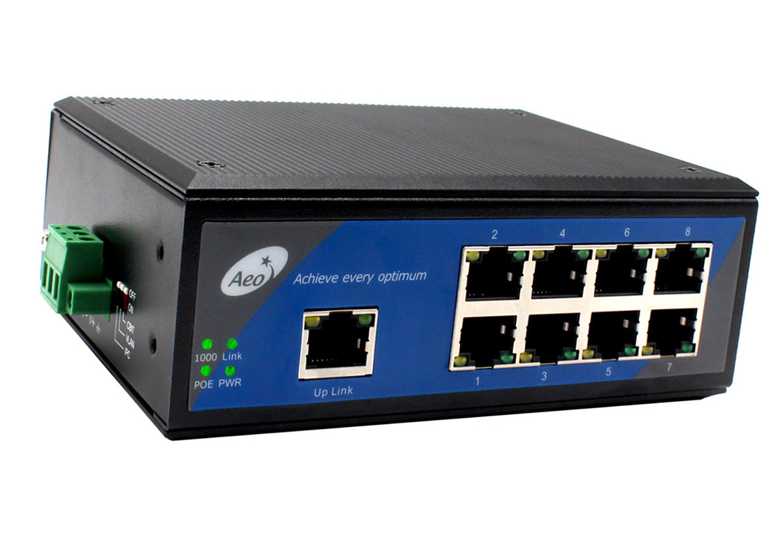 DC12-57V Switch POE de 8 portas com 1 porta de ligação ascendente e 8 portas Ethernet