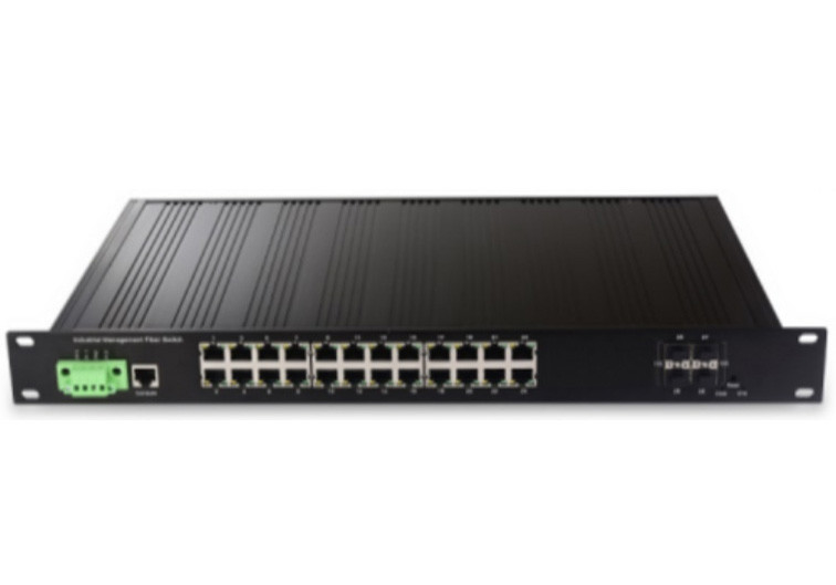 Comutador Ethernet industrial gerenciado de 28 portas com 4 slots 10G SFP+ e 24 portas Ethernet 10/100/1000Base-T (((X)