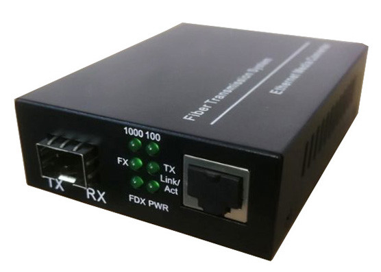 Taxa de transferência de dados de 1000 Mbps Convertidor de mídia de fibra 1SFP e 1RJ45 Port SFP Media Converter