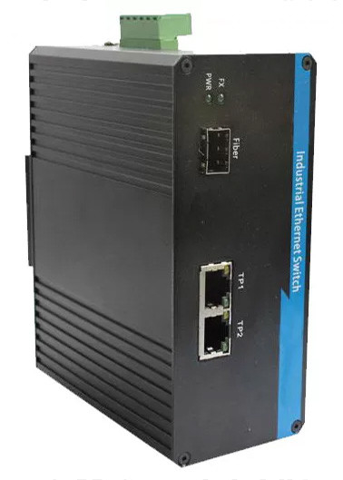 Comutador de fibra Ethernet Industrial 1 porta 100BASE SFP + 2 portas 10 / 100BASE-T