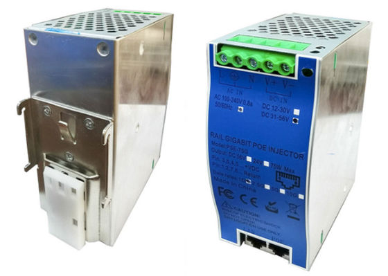 DIN-Rail Industrial 10G 90W 802.3bt PoE++ Injetor com entrada de energia dupla AC+DC